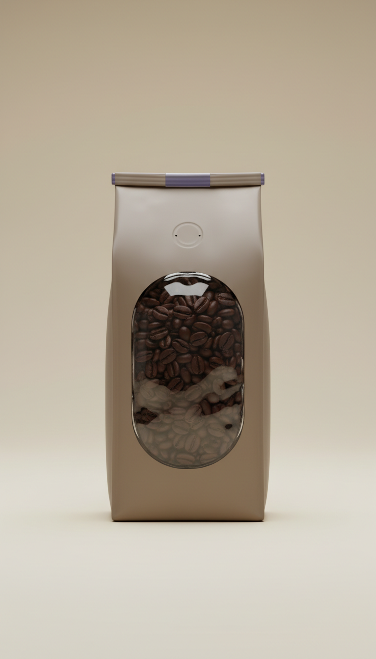 Café en grano origen único con detalle translúcido